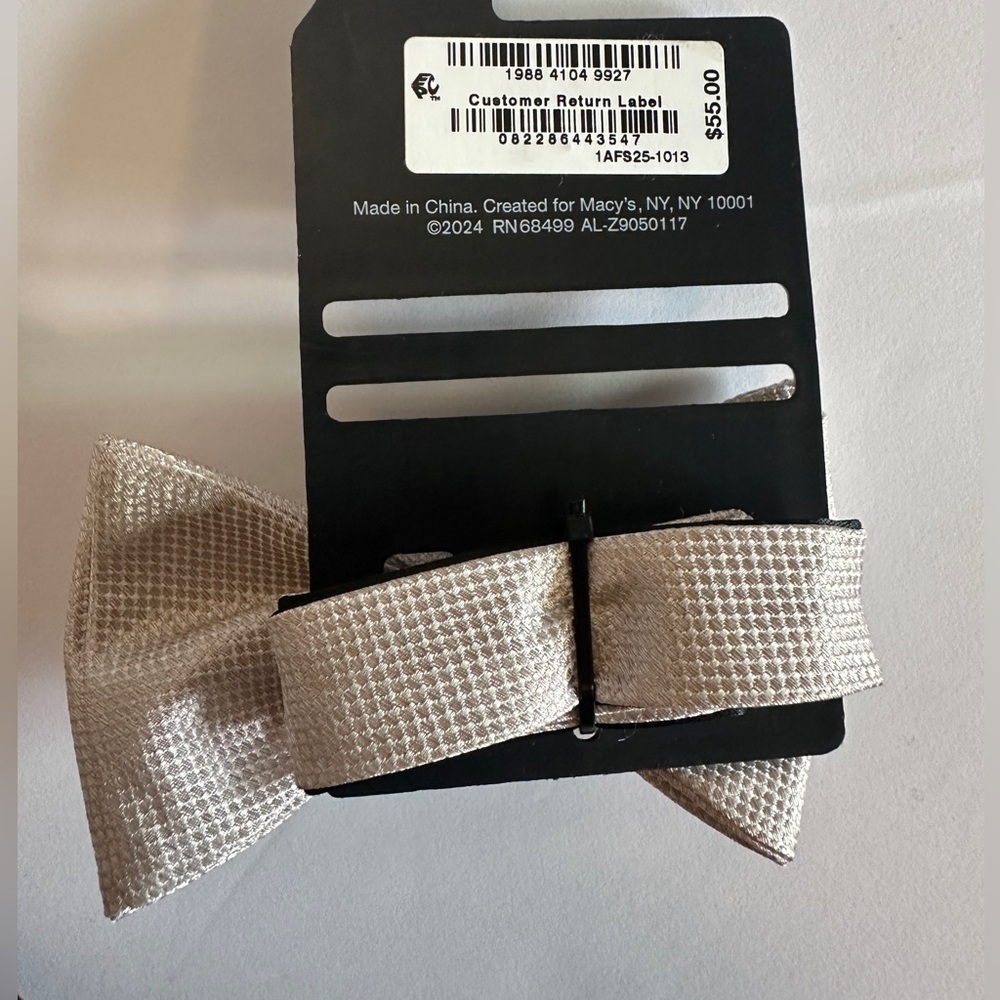 Alfani Textured Cream/ Tan Bow Tie - Picture 3 of 3